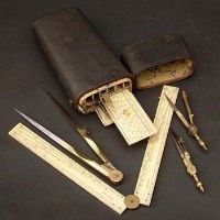 Lot 447 - Shagreen case of drawing instruments