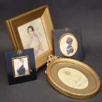 Lot 455 - Two miniatures, plus two small watercolour portraits