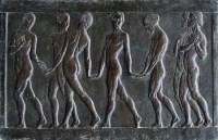 Lot 461 - Bronze relief panel with seven allegorical figures