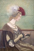 Lot 471 - Watercolour and fabric portrait of Anita