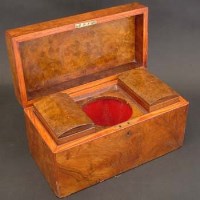 Lot 489 - Walnut two division tea caddy