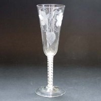 Lot 519 - Tall flute with hop and barley motifs