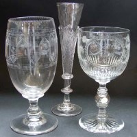 Lot 540 - Two glass footed vases and a stem vase one with