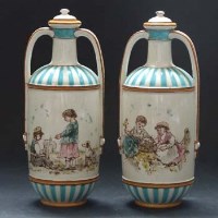 Lot 586 - Pair of Wedgwood Emile Lessore vases