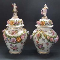 Lot 600 - A pair of late 19th century Dresden ovoid