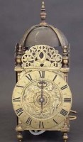 Lot 680 - Brass lantern clock