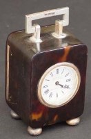 Lot 710 - Tortoiseshell-effect sliver carriage clock