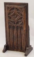 Lot 736 - 15th cent Suffolk pew end as a fire screen
