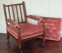 Lot 750 - Victorian upholstered arm chair on bobbin-turned