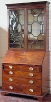 Lot 767 - Mahogany inlaid bureau bookcase
