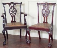 Lot 831 - Set of eight Chippendale style mahogany framed dining chairs