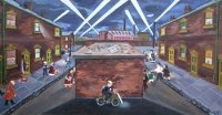 Lot 34 - Ken Jones, The Air Raid, oil