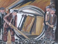 Lot 39 - Ken Jones, The Miners. Emptying Tubs of Coal, oil