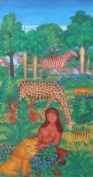 Lot 65 - Gabriel Léveque, Figure with animals, oil