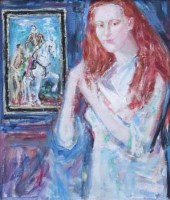 Lot 70 - Marian Kratochwil, lady in white dress, oil