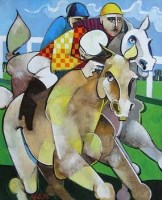 Lot 73 - Geoffrey Key, Neck and Neck, oil