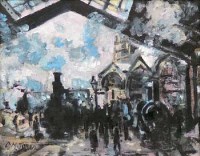 Lot 76 - Charles Jones, The Gare St Lazare, Paris, oil
