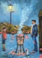 Lot 77 - Charles Jones, The Night Watchman's Story, oil