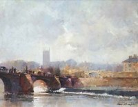 Lot 85 - George Thompson, Old Dee Bridge from Handbridge, oil