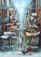Lot 86 - C. H. Wong, street scene, oil