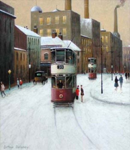 Lot 95 - Arthur Delaney, Mill Town in Winter, oil