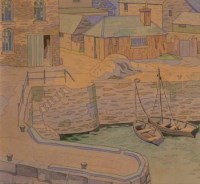 Lot 107 - John G. Macdonald, Laxey Harbour, Isle of Man, watercolour and two others (3)