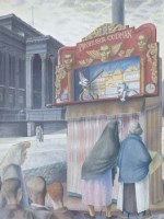 Lot 114 - Neville Bertram, Punch & Judy in Liverpool, gouache