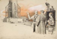 Lot 119 - F. Matania, Showing the rocket, pencil and colour wash