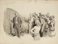 Lot 120 - F. Matania, Gathered crowd, pencil and grey wash