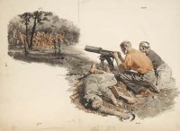 Lot 124 - F. Matania, The Machine Gunners, pencil and colour wash