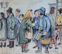 Lot 156 - Patience Arnold, The Gossips, watercolour