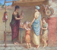 Lot 220 - Augustus J. Bouvier, The Toy Seller, watercolour