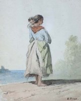 Lot 225 - E. Bensa, Mother and child, watercolour