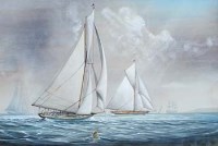 Lot 242 - Maritime School, Meteor II & Satanita, watercolour