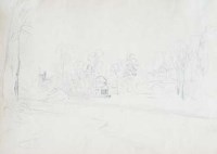 Lot 244 - David Cox, The gardens at Stourhead, pencil