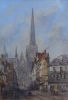 Lot 246 - T. Dibdin, Continental street scene, watercolour