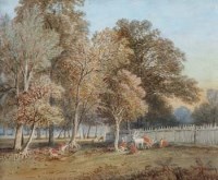 Lot 250 - R.W. Lucas, Deer in park, watercolour