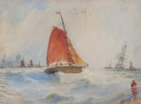 Lot 266 - Thomas Bush Hardy, Off the Coast at Whitby, watercolour