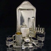 Lot 299 - Rectangular silver tray and other silver items