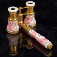 Lot 300 - Pair opera glasses and a bag.