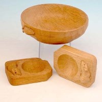 Lot 445 - Mouseman bowl and two Mouseman ashtrays