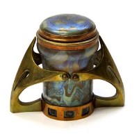 Lot 519 - Continental glass jar with bronze mounts.