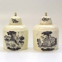 Lot 539 - Pair of cream ware tea caddies