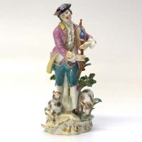 Lot 565 - Meissen figure with bagpipes.