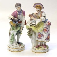 Lot 566 - Pair of Meissen figures.