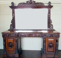 Lot 636 - Victorian twin pedestal mirror-back sideboard.