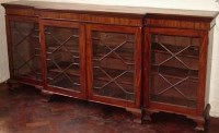Lot 638 - Mahogany breakfront dwarf bookcase.