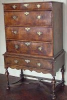 Lot 648 - Walnut William and Mary chest on stand.