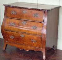 Lot 649 - Mahogany bombe fronted 19th century Dutch chest