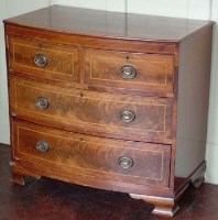 Lot 651 - 19th century mahogany bow fronted chest of drawers.